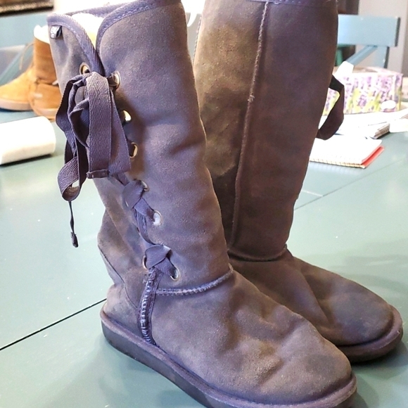 EMU‎ Boots 100% MERINO WOOL LINING. size 7, gray suede uppers. Steempunk - Picture 1 of 16